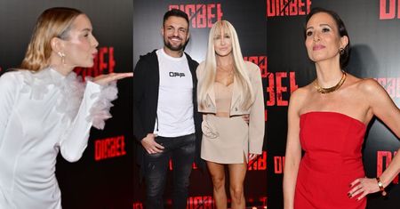 Cała na biało Paulina Gałązka śle całusy, a Aleksandra Popławska odkrywa ramiona na premierze filmu "Diabeł"