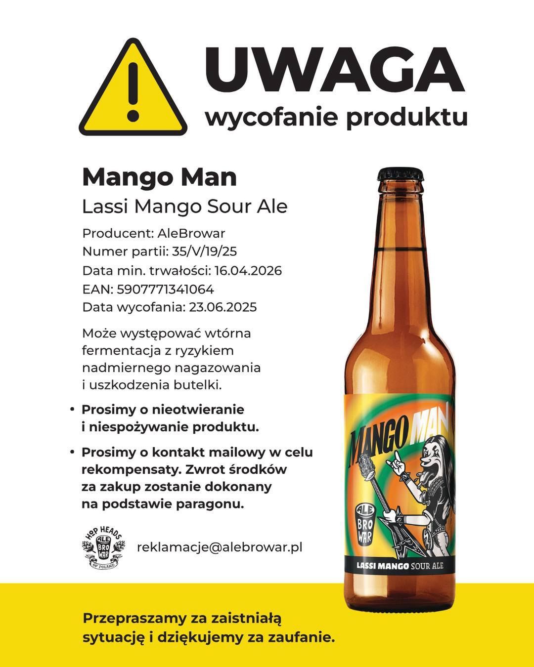 Komunikat zamieszczono także na profilu AleBrowar