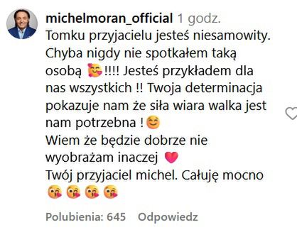 Michel Moran skomentował post Tomasza Jakubiaka