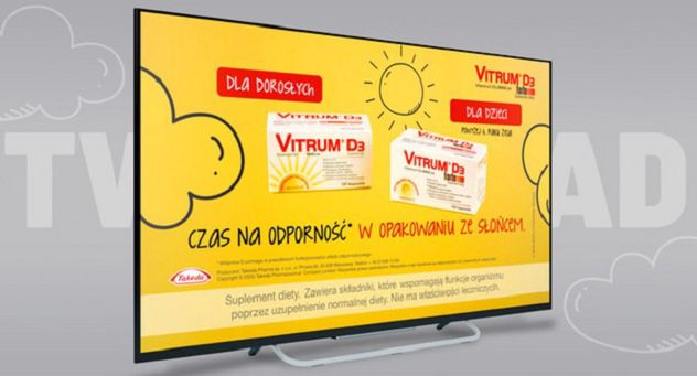 Vitrum D3 reklamuje się hasłem "Odporność w opakowaniu ze słońcem"