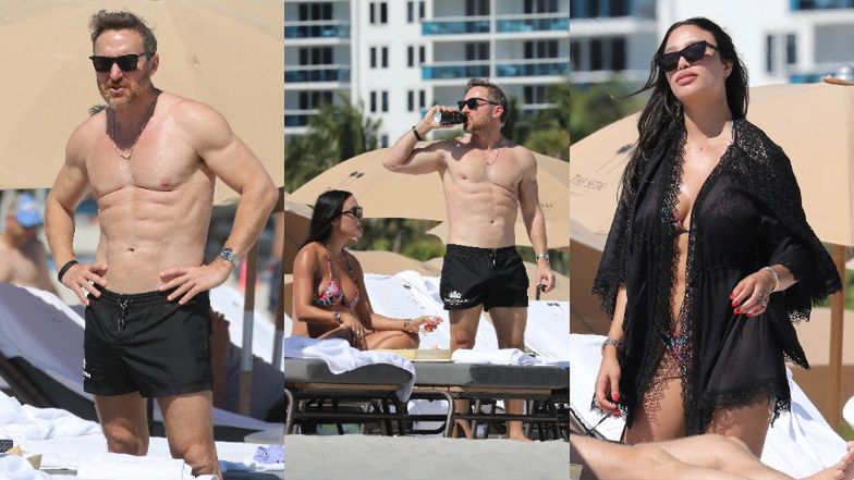 Muskularny David Guetta i jego 31-letnia ukochana zażywają kąpieli słonecznych na leżaku w Miami (FOTO)