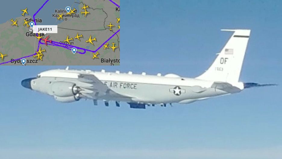 Amerykański samolot zwiadowczy Boeing RC-135 sfotografowany przez Rosjan w czerwcu 2021 roku (SPUTNIK Russia/East News/Flightradar24)