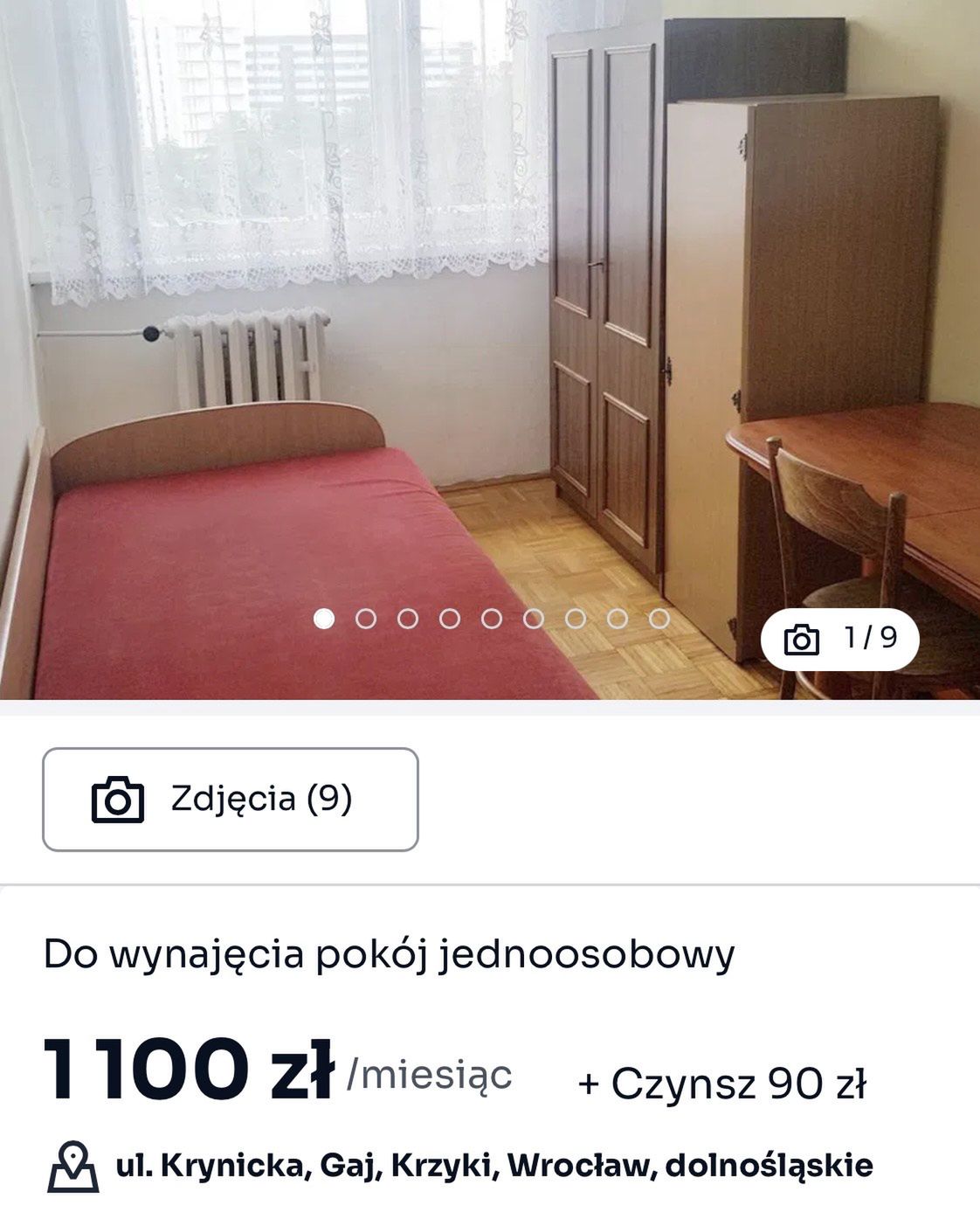 Oferta wynajmu pokoju we Wrocławiu