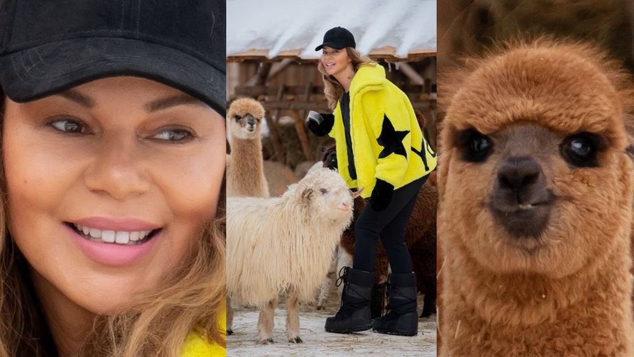 Edyta Górniak pozuje z alpakami 