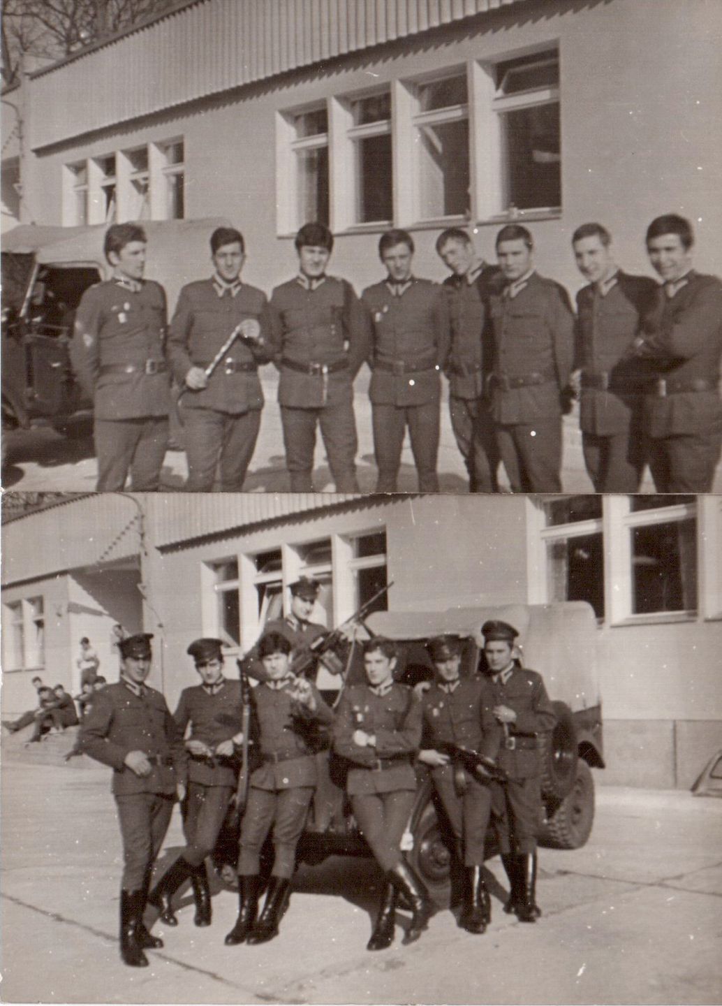 Załoga Ochronna tzw. Willi Gierka na tle koszar, 1975