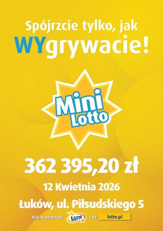 Wygrana w Mini Lotto w Łukowie z dnia 12.04.2026