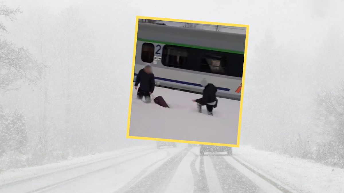 Śnieg na stacji w Mławie sięgał aż do kolan