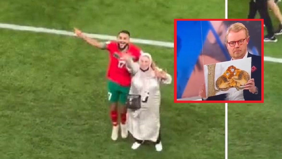 Sofiane Boufal z matką, a także prezenter duńskiej telewizji