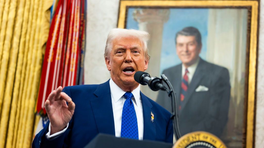 President Trump Swears-In Tulsi Gabbard As Director Of National Intelligence
US President Donald Trump speaks during a swearing-in ceremony for Tulsi Gabbard, US director of National Intelligence, not pictured, in the Oval Office of the White House in Washington, DC, US, on Wednesday, Feb. 12, 2025. The US Senate confirmed Tulsi Gabbard as the next director of national intelligence, ultimately winning support from key Republicans in part over her intentions to slim down the organization. Photographer: Jim Lo Scalzo/EPA/Bloomberg via Getty Images
Bloomberg
2025uspolitics, north american, u.s. government, us, united states of america, the white house, americas, swearing-in, government news, u.s.a., american