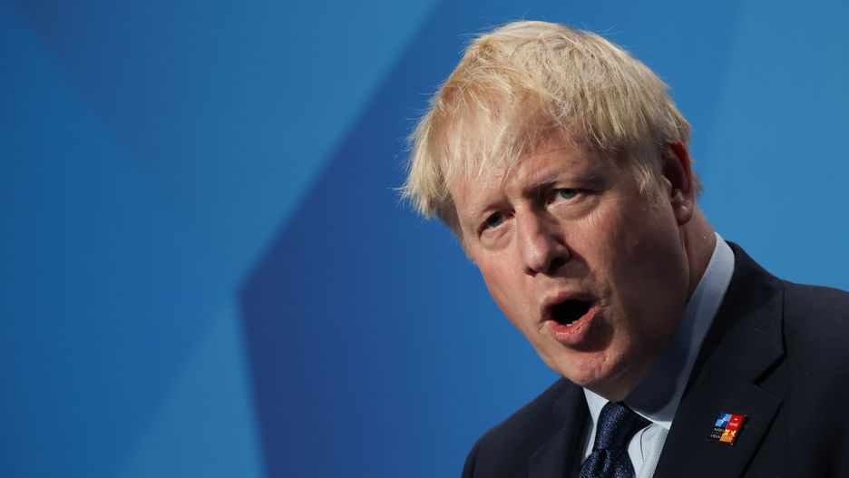 Prime Minister Of The United Kingdom Boris Johnson during the press conference on the final day of the NATO Summit in Madrid, Spain on June 30, 2022. (Photo by Jakub Porzycki/NurPhoto via Getty Images)
