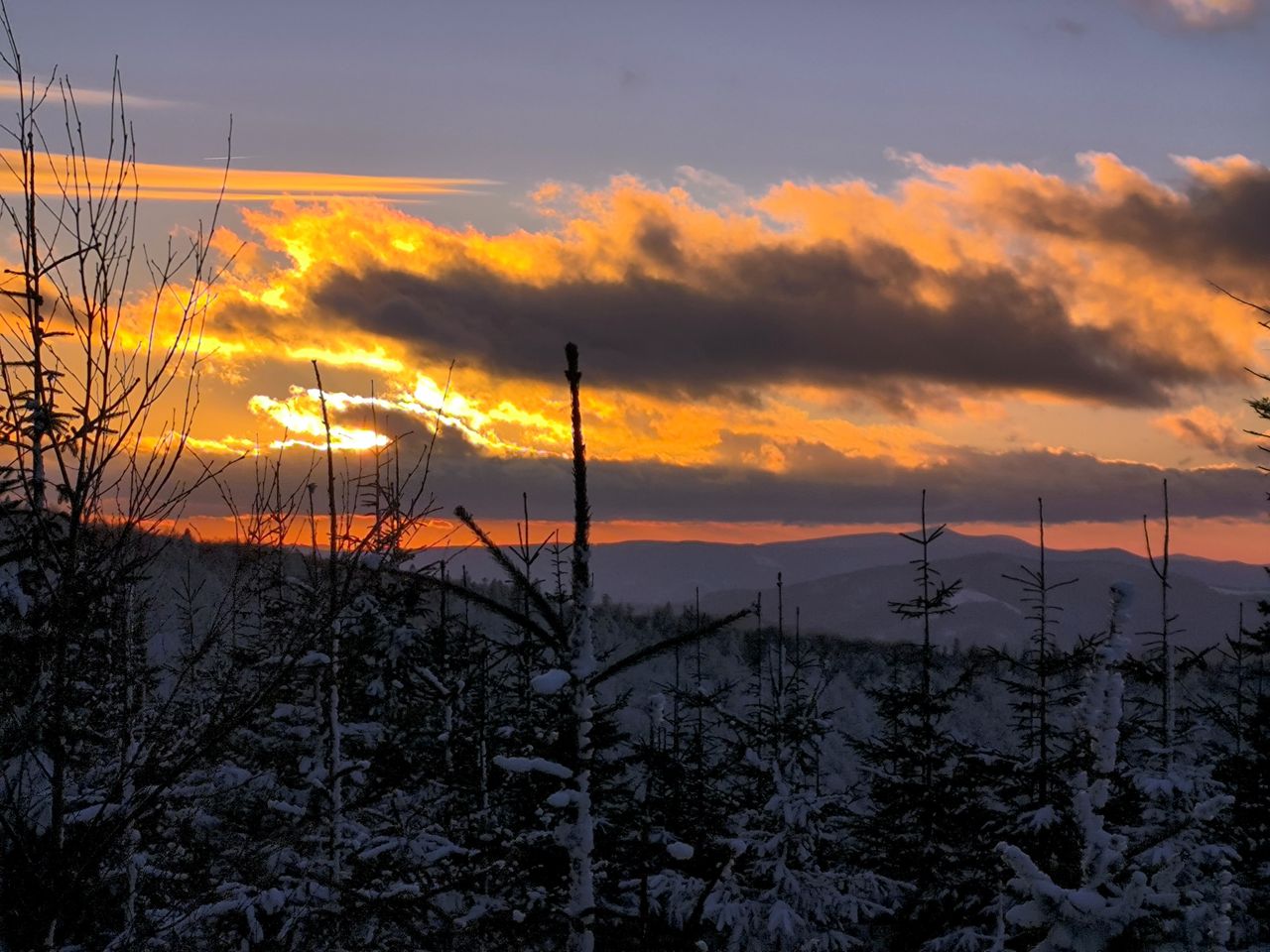 Galeria: Zima potrafi zaskoczyć. Zachód słońca na Klimczok i Szyndzielnia