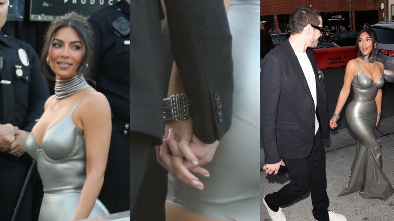 Kim Kardashian i Pete Davidson trzymają się za ręce na premierze nowego show