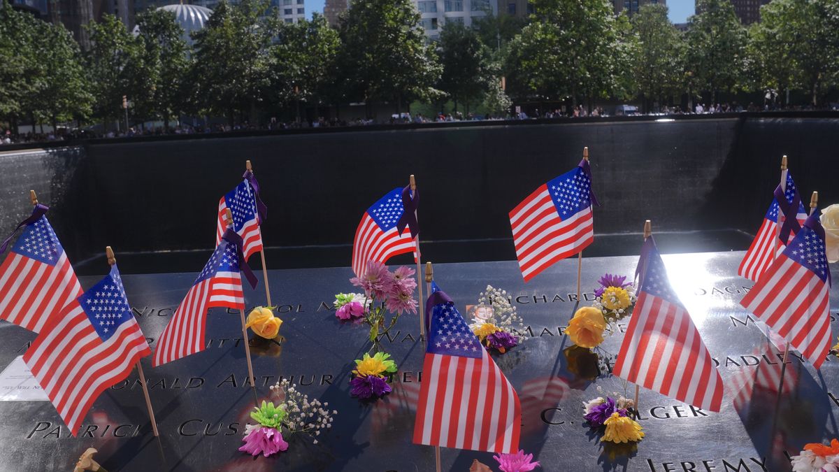 9/11 remembrance ceremony in New York
NEW YORK, UNITED STATES - SEPTEMBER 11: A grave is seen the commemoration ceremony on the 23rd anniversary of the September 11 terror attack on the World Trade Center around South Tower Memorial Pool in New York City, United States on September 11, 2024. Despite the presence of top political figures such as US President Joe Biden, Vice President and Democratic presidential candidate Kamala Harris and Republican presidential candidate Donald Trump, Americans did not show as much interest as in previous years. Firefighters and Christian missionary groups, who were among the groups that lost the most lives in the attacks in New York, also participated heavily in the ceremonies this year. (Photo by Selcuk Acar/Anadolu via Getty Images)
Anadolu
2001 attacks, new york, national september 11 memorial and museum, remembrance ceremony, flowers, 911 remembrance ceremony, memorial service, 911, leaving flowers