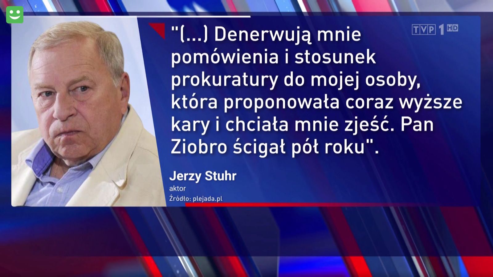Materiał "Wiadomości" TVP o Jerzym Stuhrze i innych celebrytach