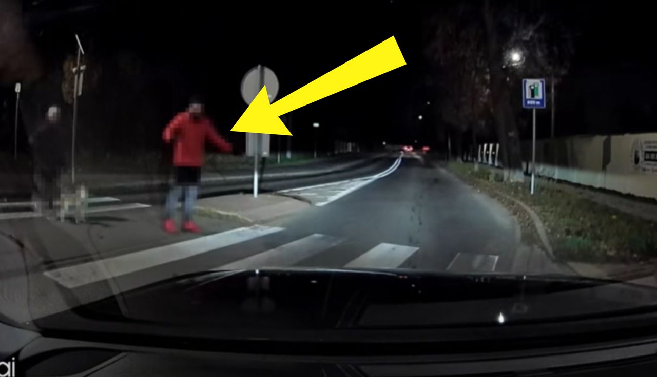 Było już ciemno. Pieszy nagrany. Nie do wiary, co zrobił