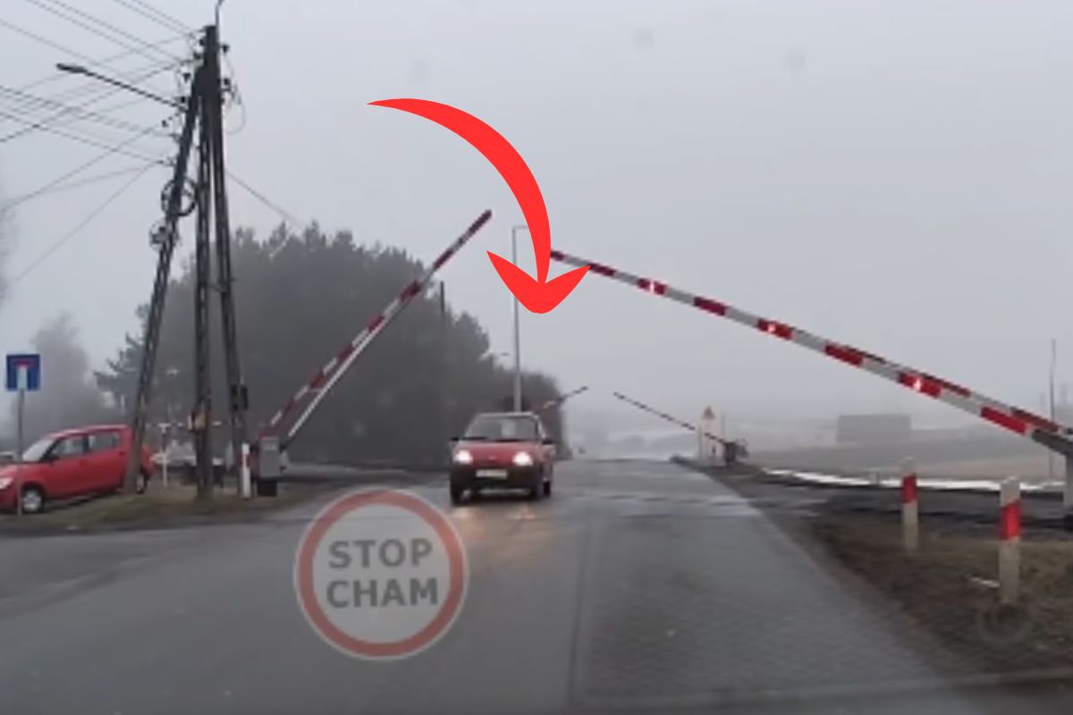 Rogatki zaczęły się opuszczać. To go nie powstrzymało. Jest nagranie