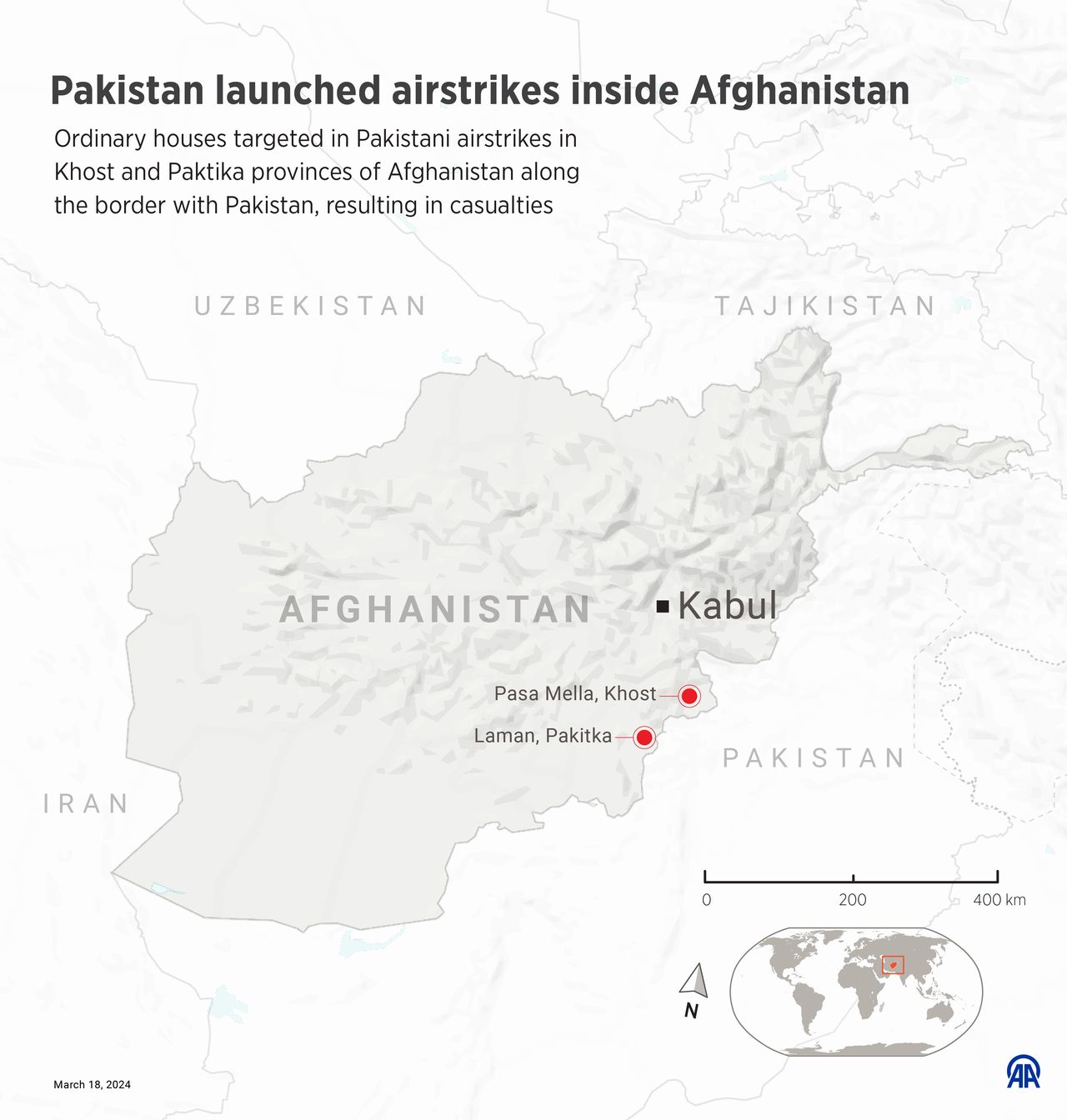  Ordinary houses were targeted in Pakistani airstrikes in Khost and Paktika provinces of Afghanistan along the border with Pakistan, resulting in casualties. (Photo by Yilmaz Yucel/Anadolu via Getty Images)