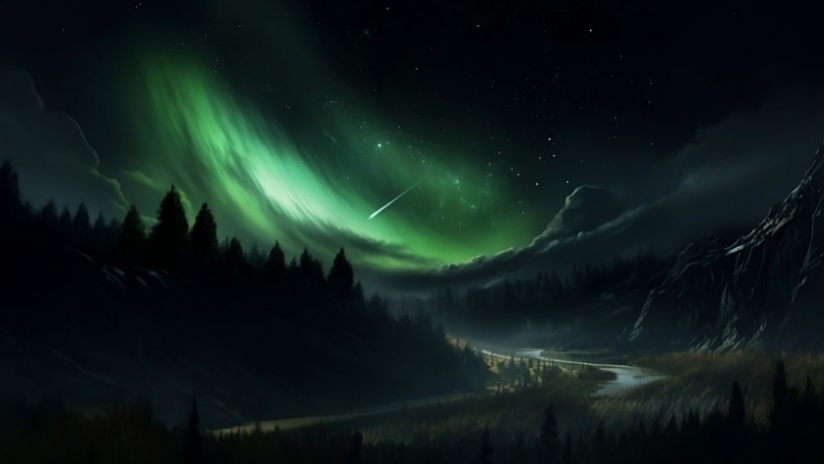 Wizualizacja zielonej komety Nishimury