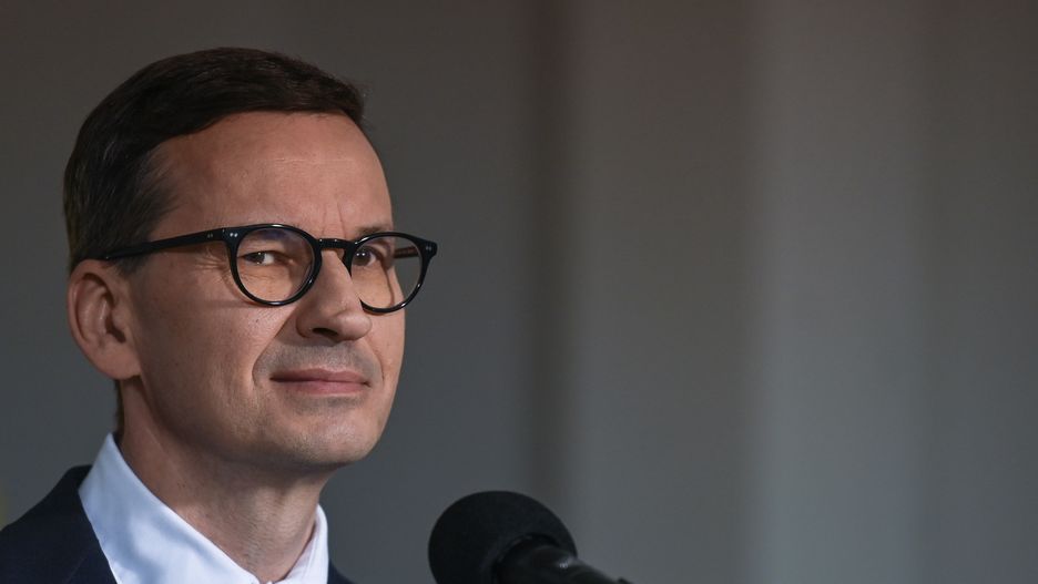 Polish Prime Minister Mateusz Morawiecki during a press conference inside the New Hospital in Olkusz.
With money from the COVID-19 Countermeasures Fund, the hospital in Olkusz received a new type C ambulance with equipment and the elevator inside the hospital was replaced.
On Saturday, June 04, 2022, in Olkusz, Lesser Poland Voivodeship, Poland. (Photo by Artur Widak/NurPhoto via Getty Images)