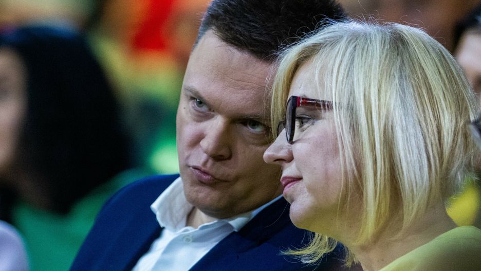 Konwencja PSL pt. Trzecia Droga
24.06.2023 Grodzisk Mazowiecki Konwencja PSL "Trzecia Droga" 
fot. Andrzej Iwanczuk/REPORTER
n/z: Szymon Holownia, Paulina Hennig-Kloska
Andrzej Iwanczuk/REPORTER