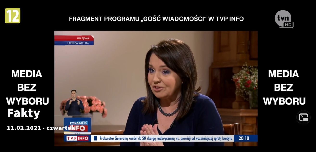 Fragment "Wiadomości" wyemitowany w "Faktach" TVN