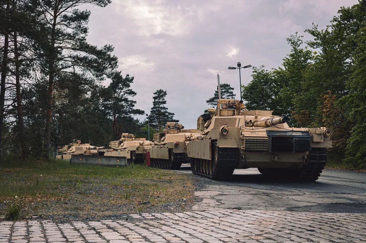 M1A1 Abrams tanks during training in Germany.