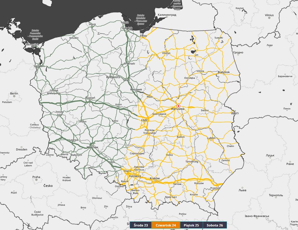 Prognoza zagrożeń drogowych w czwartek