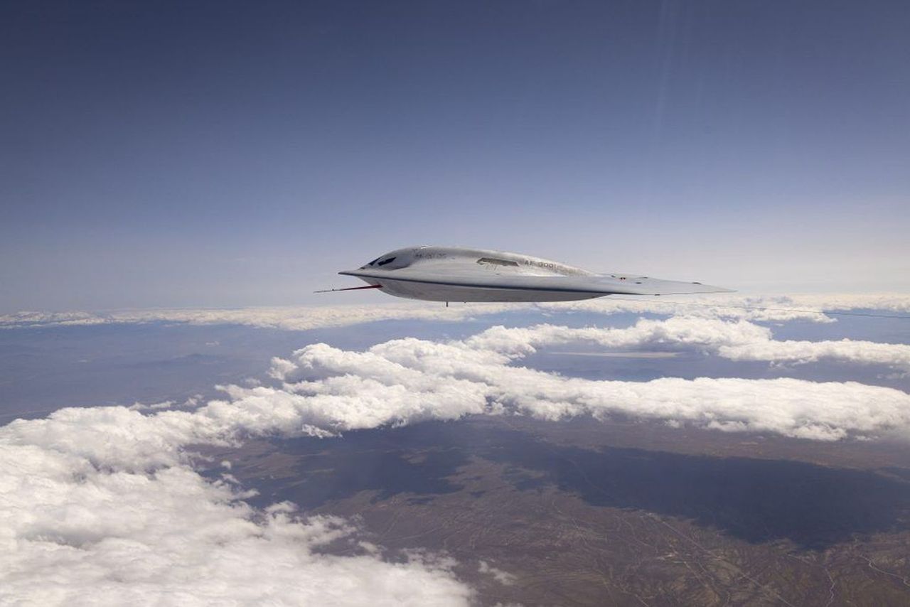 First look at America's costly stealth bomber in flight