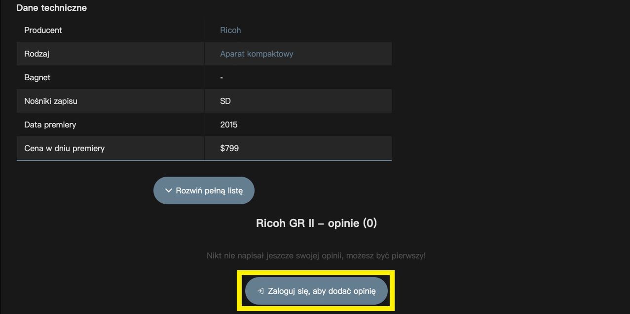 Po zalogowaniu, możecie dodawać opinie do każdego sprzętu w katalogu.
