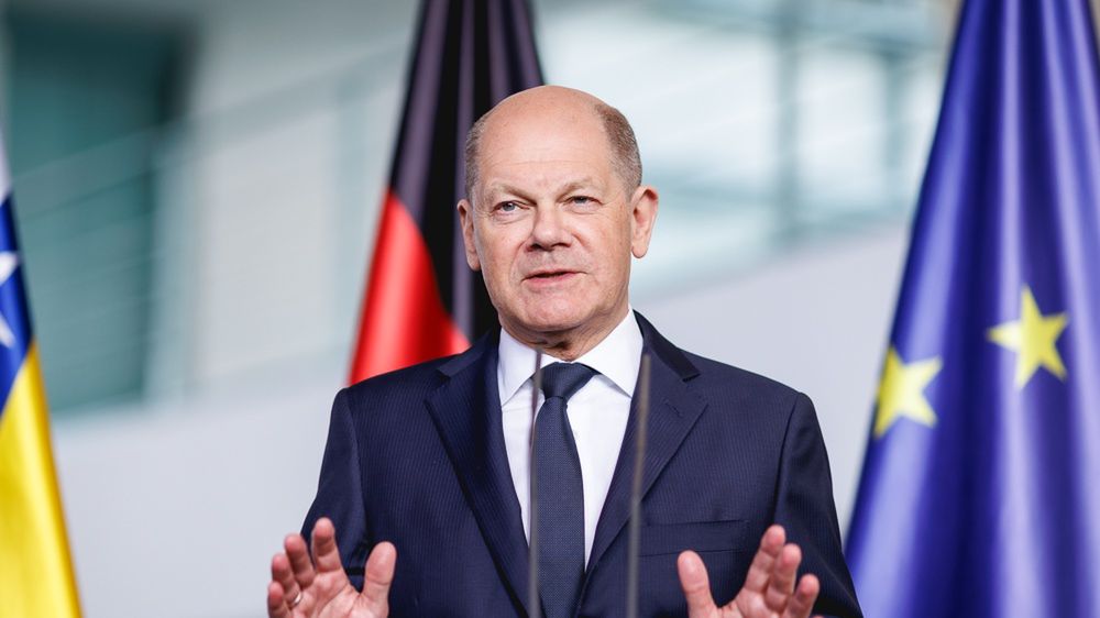 BERLIN, GERMANY - MAY 07: Olaf Scholz, Federal Chancellor of Germany, captured during a press conference on May 07, 2024 in Berlin, Germany. (Photo by Juliane Sonntag/Photothek via Getty Images)