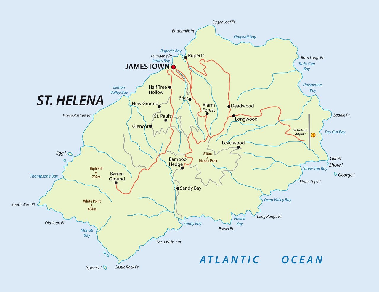 Mapa Wyspy Świętej Heleny