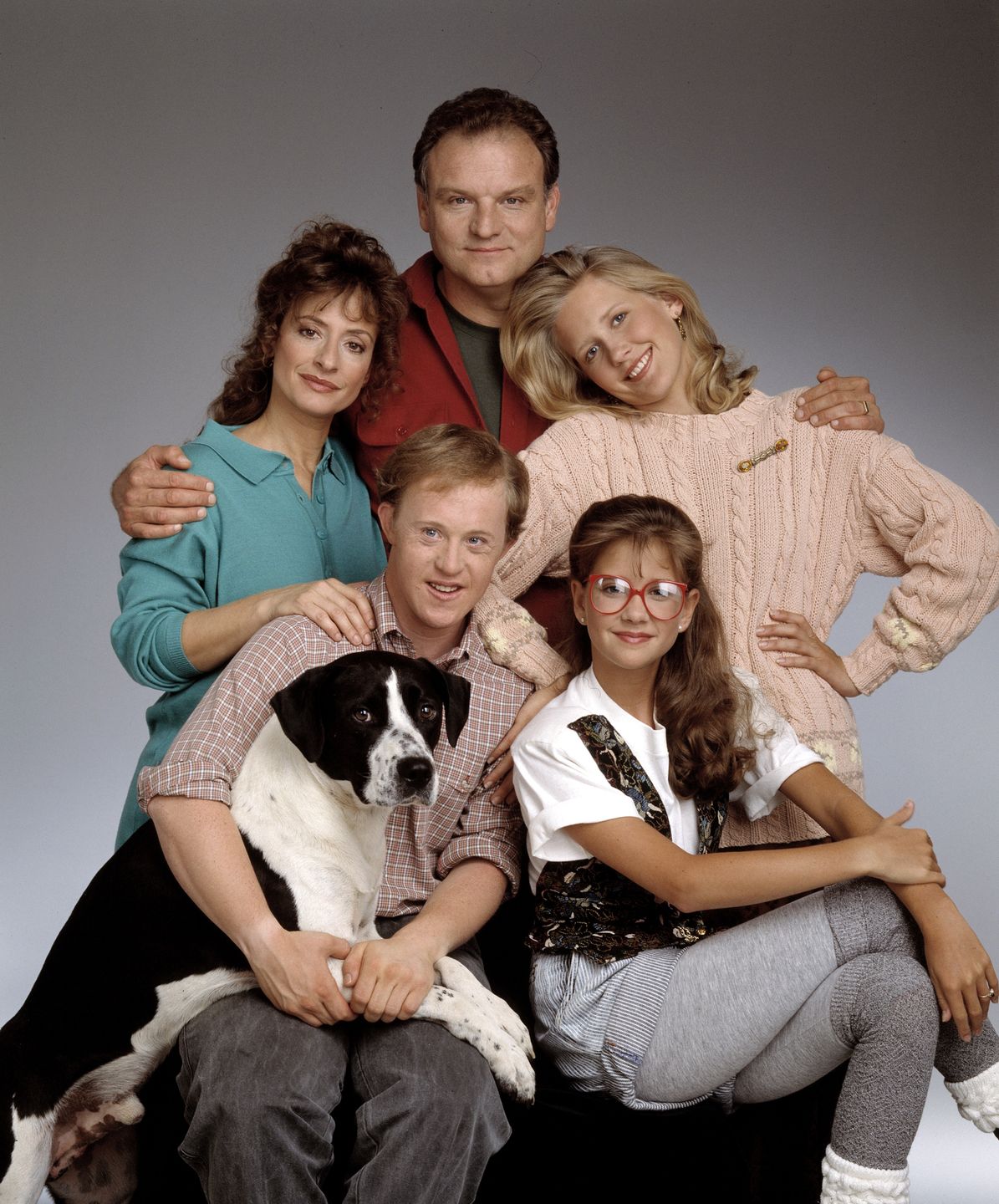 LIFE GOES ONUNITED STATES - SEPTEMBER 12:  LIFE GOES ON - Cast gallery - Season One - 9/12/89, Pictured, from left: Patti LuPone (Libby Thatcher), Christopher Burke (Corky Thatcher), Bill Smitrovich (Drew Thatcher), Kellie Martin (Becca Thatcher), Monique Lanier (Paige Thatcher). Arnold was the family dog.,  (Photo by ABC Photo Archives/Disney General Entertainment Content via Getty Images)ABC Photo Archives