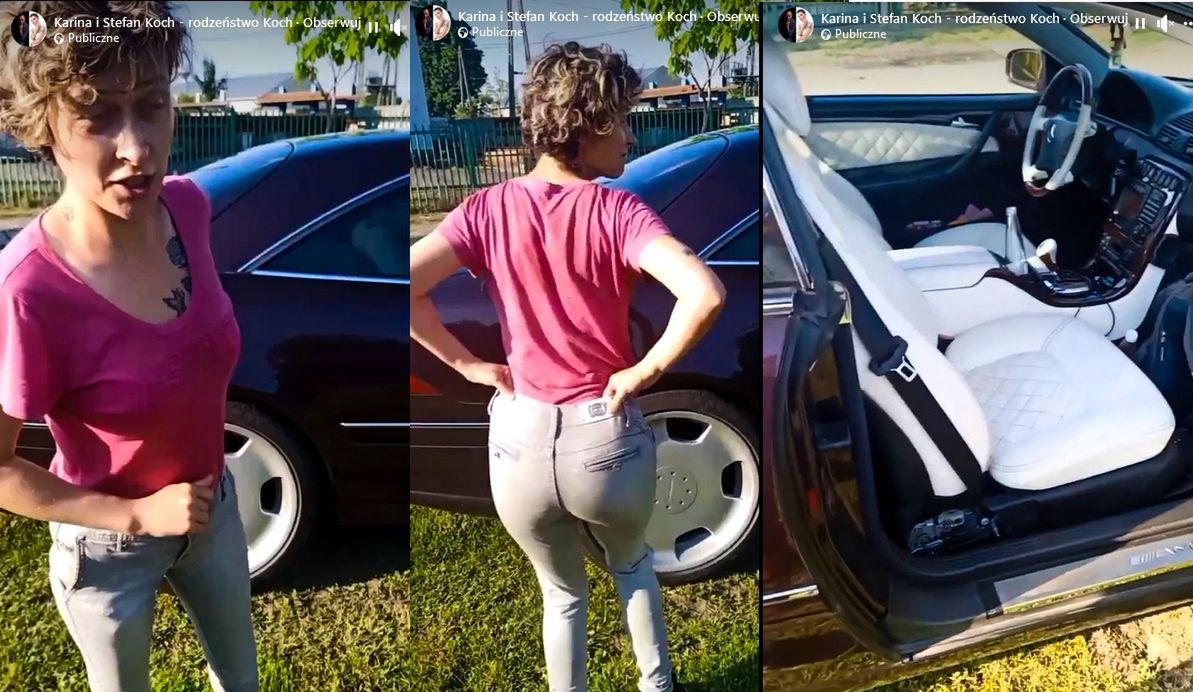 Karina z "Chłopaków do wzięcia" przy samochodzie