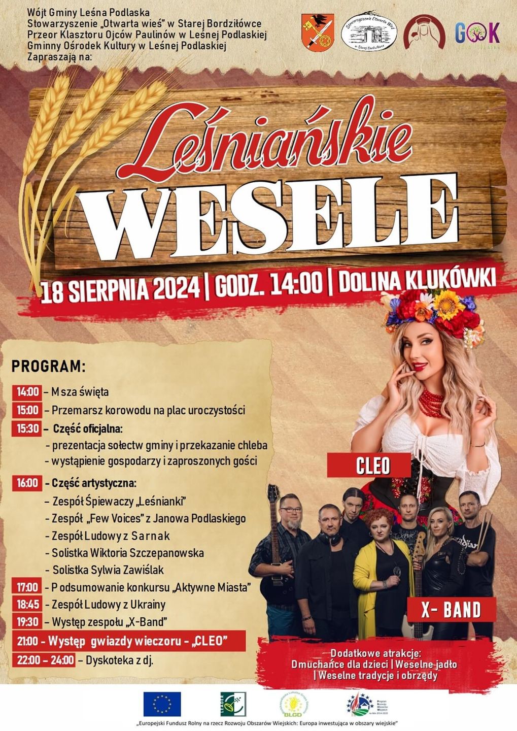 Dożynki w Dolinie Kuklówki - Leśniańskie Wesele 2024 - plakat, program wydarzenia