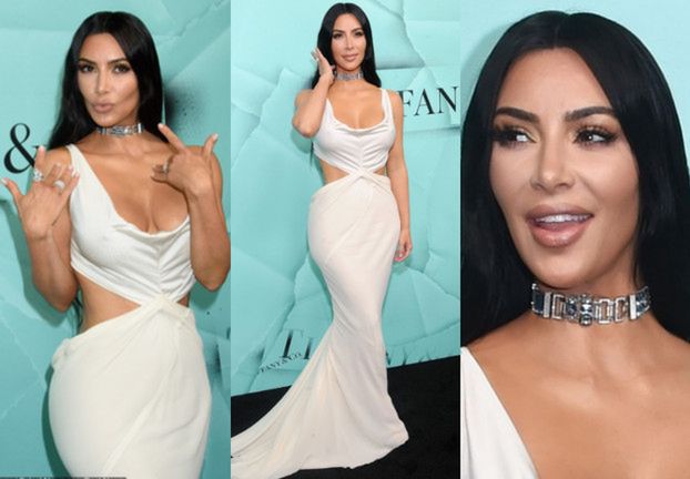 Kim Kardashian wygląda jak figura woskowa na imprezie Tiffany