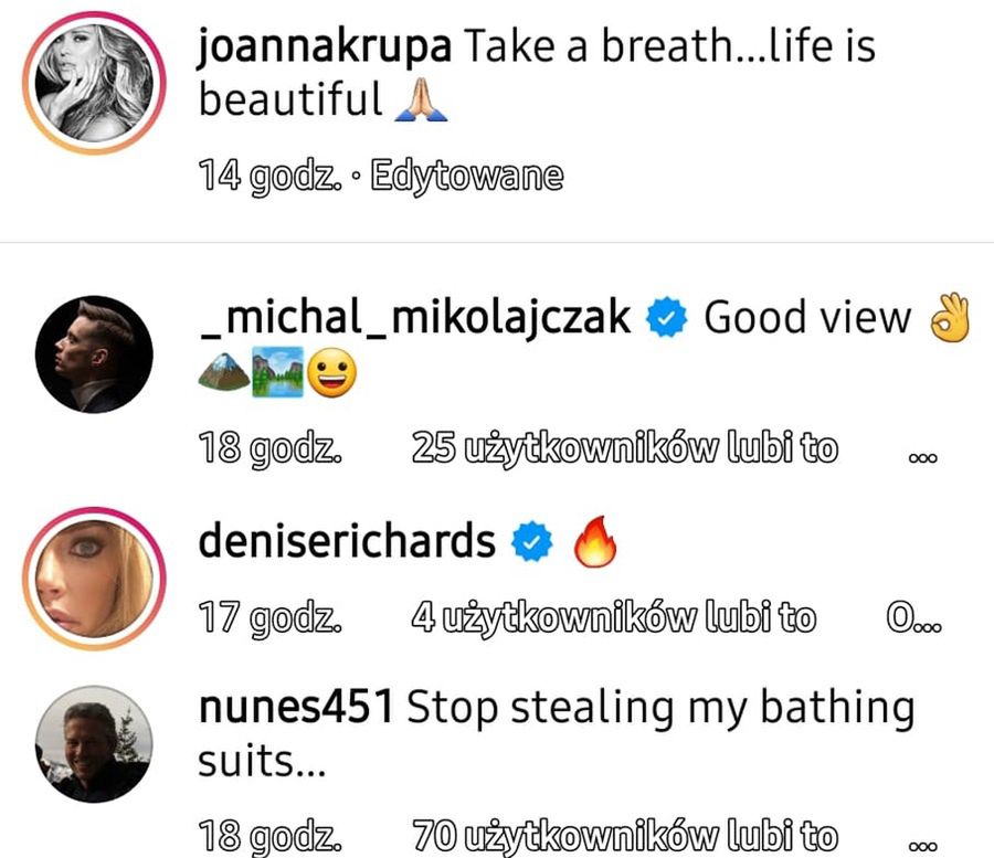 Michał Mikołajczak komentuje zdjęcie Joanny Krupy