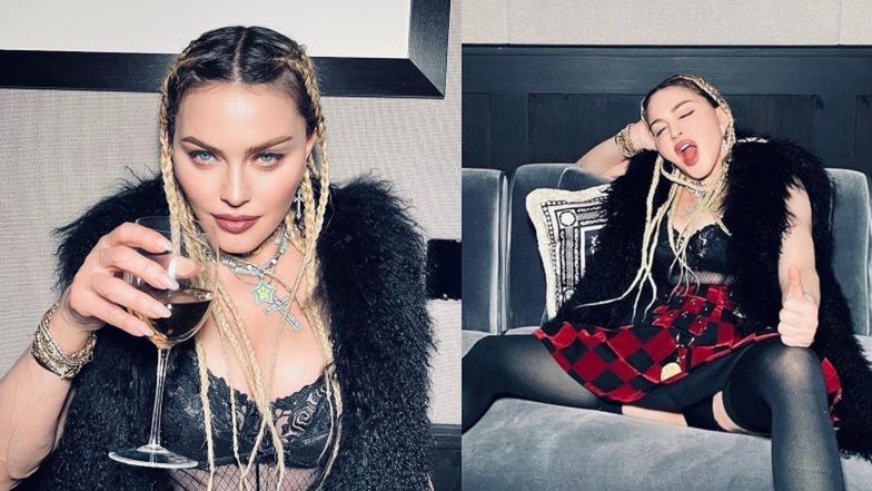 63-letnia Madonna eksponuje krocze i wypina pupę popijając winko