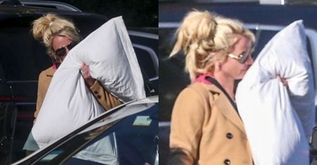 Britney Spears "przyłapana" w Los Angeles. Na widok paparazzi zasłoniła twarz PODUSZKĄ (ZDJĘCIA)