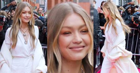 Dziewczęca Gigi Hadid reklamuje buty