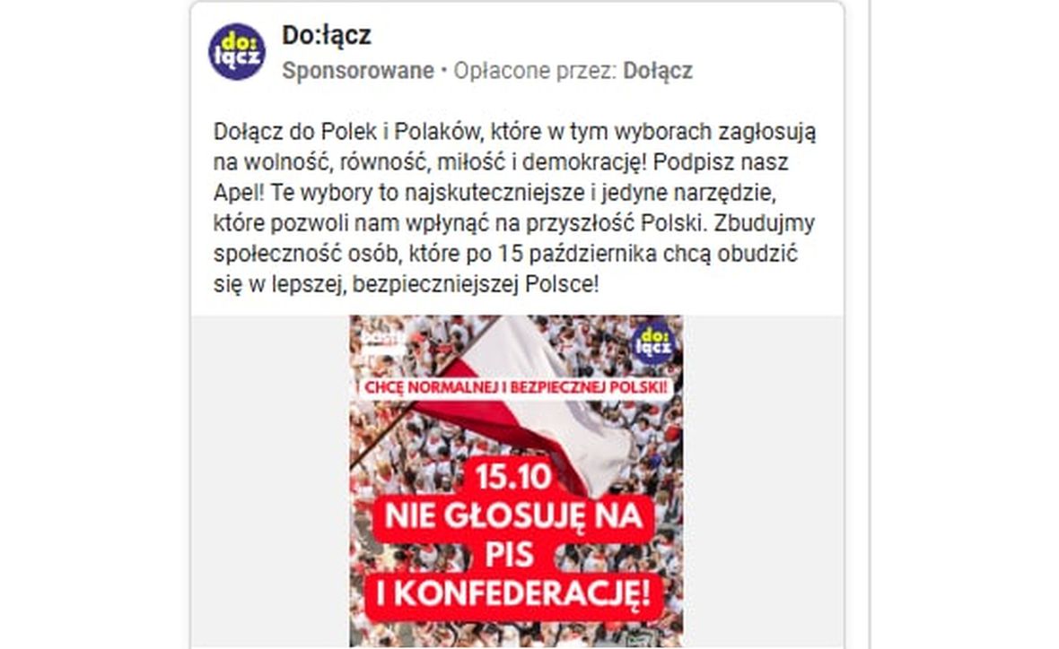 Jedna z reklam, które ukazały się przed wyborami parlamentarnymi