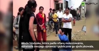 Molestowana hinduska wyśledziła swojego oprawcę i spoliczkowała go publicznie
