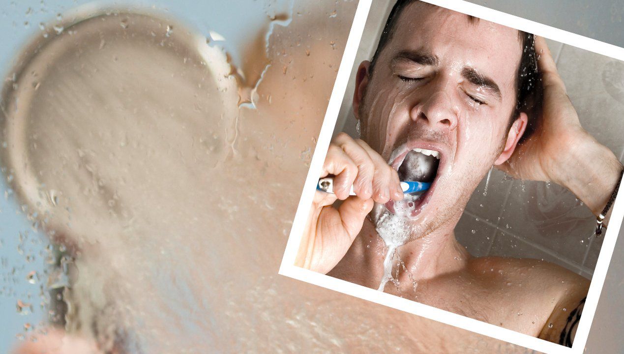 Jeśli też myjesz zęby pod prysznicem, lepiej z tym skończ! Dentysta ostrzega
