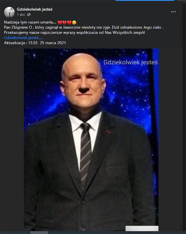 Zbigniew O., uczestnik teleturniejów TVP, nie żyje