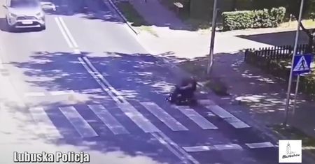 72-latek na wózku inwalidzkim potrącony na pasach. Opublikowano nagranie ku przestrodze