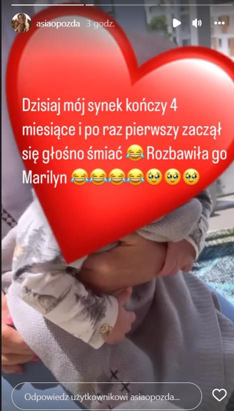 Joanna Opozda pokazała, jak jej syn się śmieje