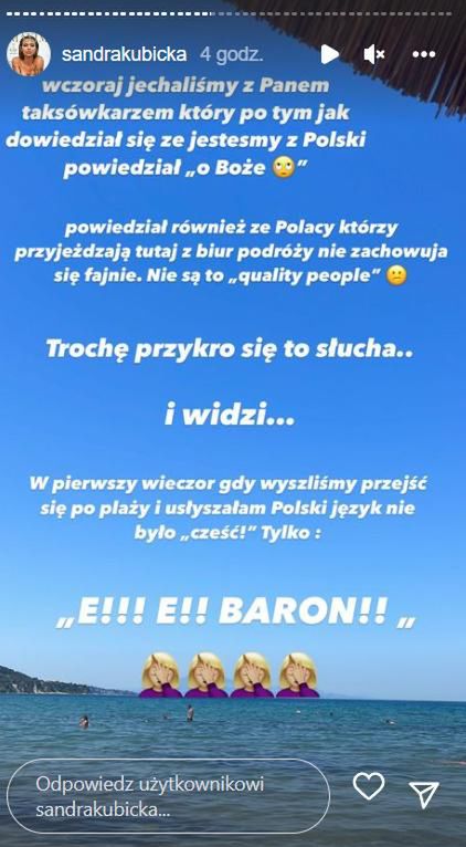 Sandra Kubicka narzeka na zachowanie Polaków na wakacjach