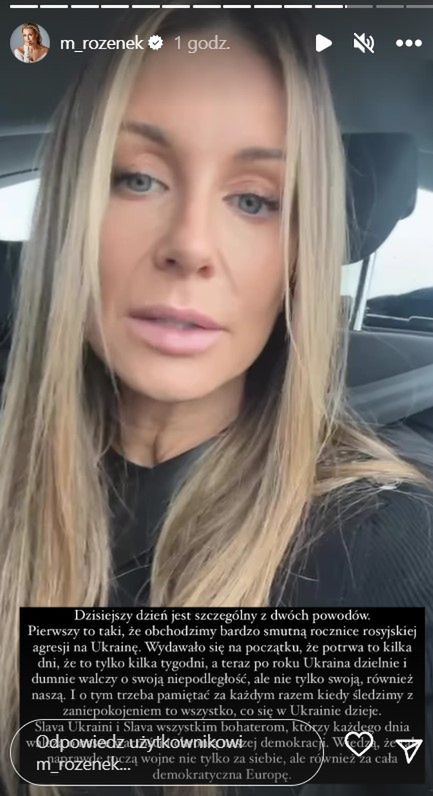 Małgorzata Rozenek nadaje w rocznicę wybuchu wojny