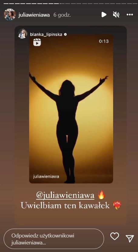 Blanka Lipińska odniosła się na Instastory do twórczości Julii Wieniawy