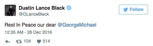 Dustin Lance Black - Geroge Michael nie żyje, kondolencje