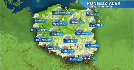 Poniedziałek pochmurny i deszczowy w całym kraju. W kolejnych dniach wróci śnieg